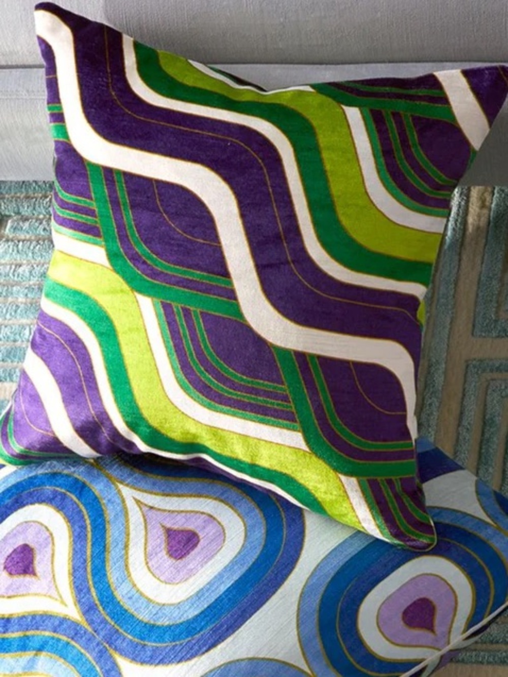 Jonathan Adler | Milano Emerald/Purple Mod Tide Pillow